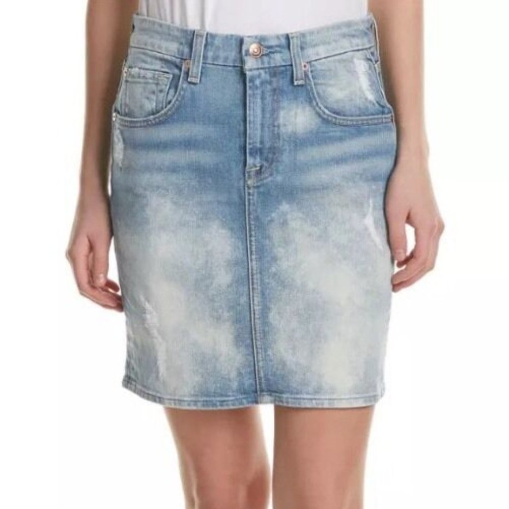 7 For All Mankind Denim High Waisted Skirt size 27